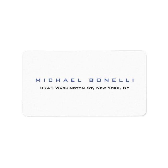 Simple Plain Legible Blue White Label (Front)