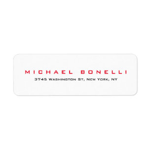Simple Plain Legible Red White Address Label