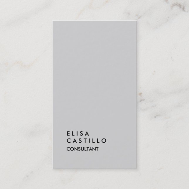 Simple Plain Light Grey Trendy Consultant Business Card (Front)