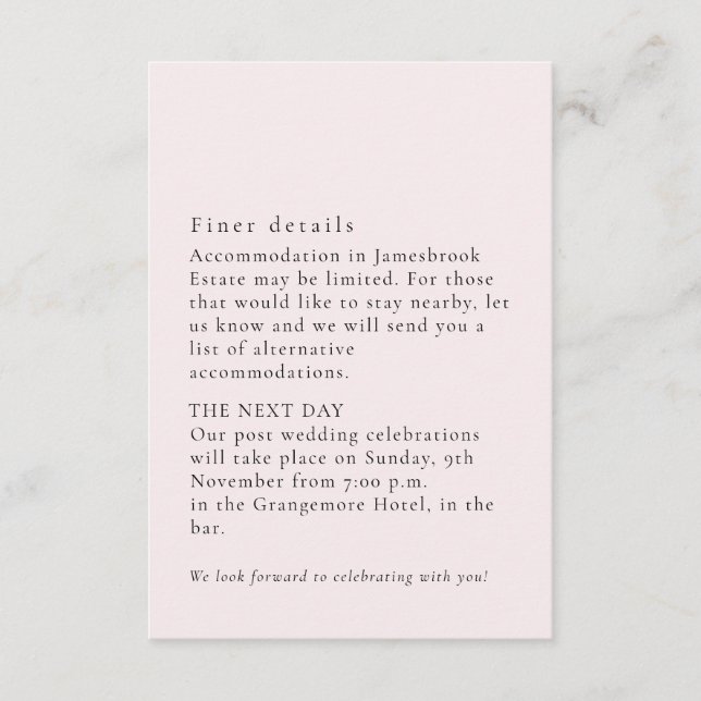 Simple Plain Minimal Blush Solid Background Detail Enclosure Card (Front)