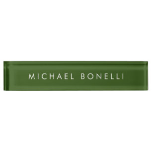 Simple Plain Minimal Elegant Modern Forest Green Nameplate