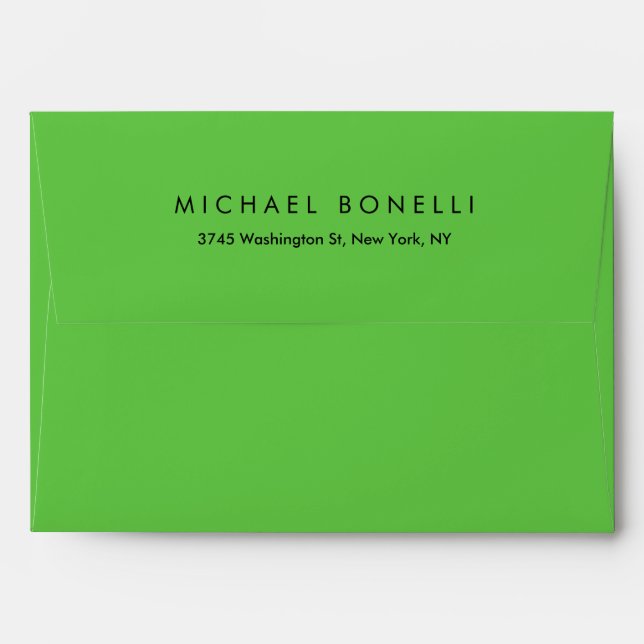 Simple Plain Minimal Elegant Modern Green Floral Envelope (Back (Top Flap))