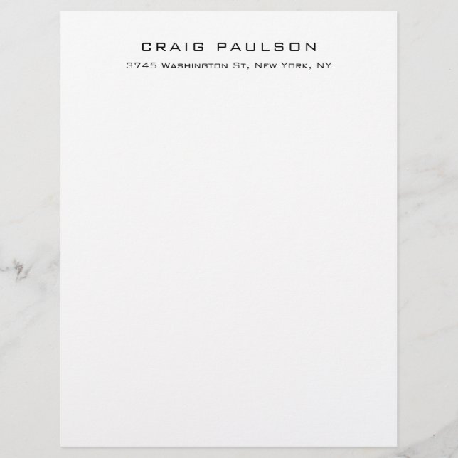 Simple Plain Minimalist Elegant Classical Design Custom Letterhead (Front)
