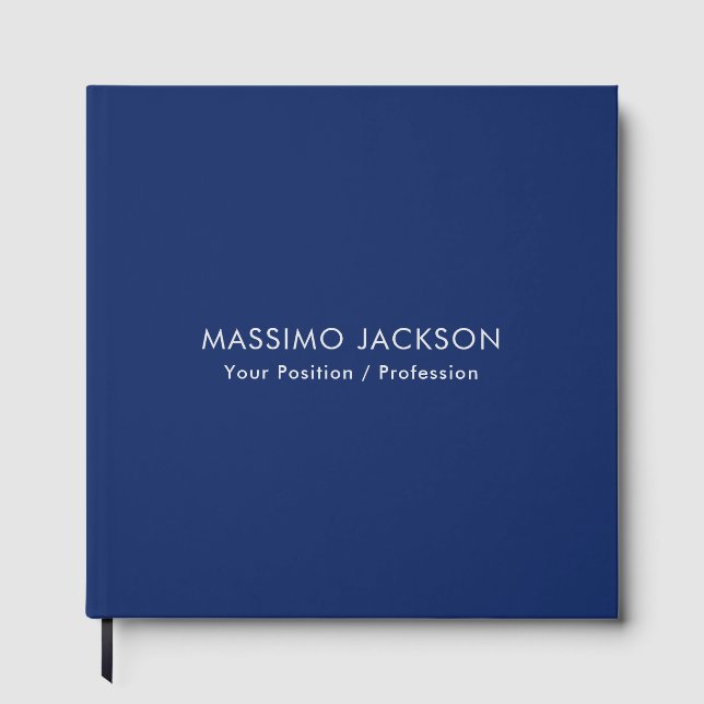 Simple Plain Minimalist Elegant Modern Blue Guest Book (Front)