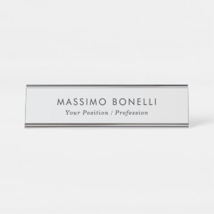 Simple Plain Minimalist Elegant Modern Grey Desk Name Plate