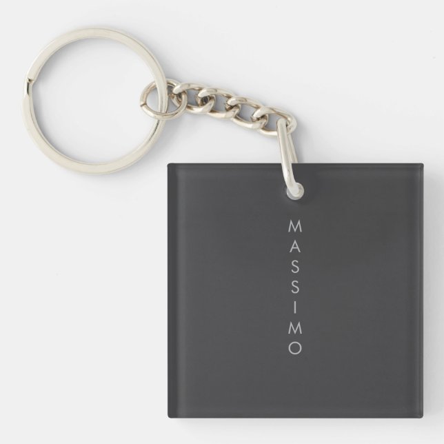 Simple Plain Minimalist Elegant Modern Grey Key Ring (Front)