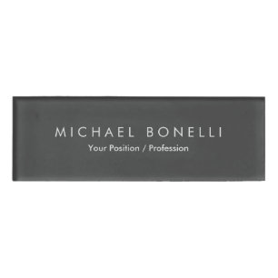Simple Plain Minimalist Elegant Modern Grey Name Tag