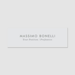 Simple Plain Minimalist Elegant Modern Grey Name Tag
