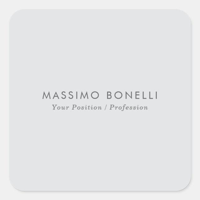 Simple Plain Minimalist Elegant Modern Grey Square Sticker (Front)