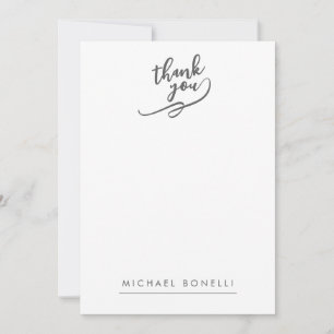 Simple Plain Minimalist Elegant Modern Name Thank  Card