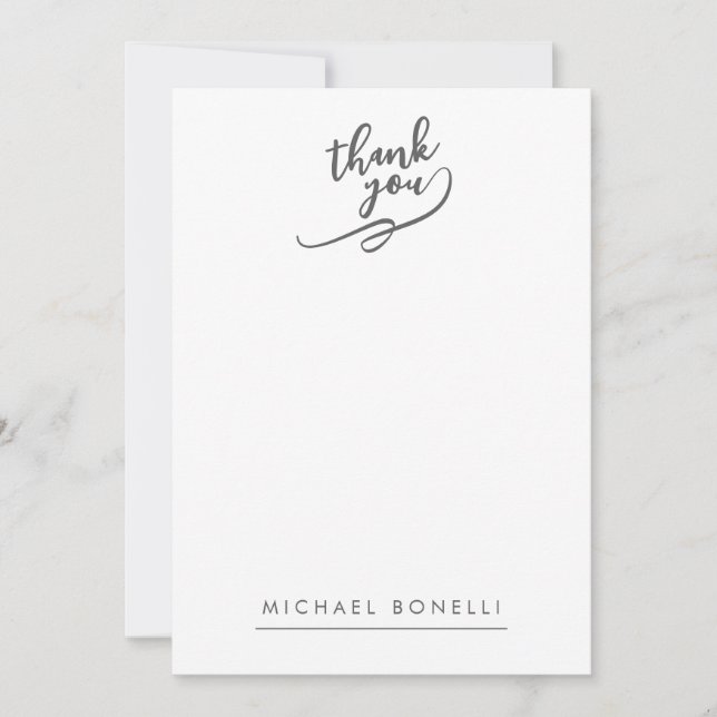 Simple Plain Minimalist Elegant Modern Name Thank  Card (Front)