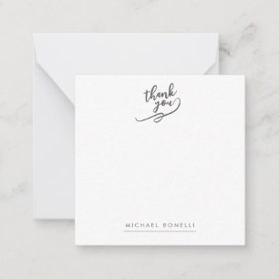 Simple Plain Minimalist Elegant Modern Name Thank  Card