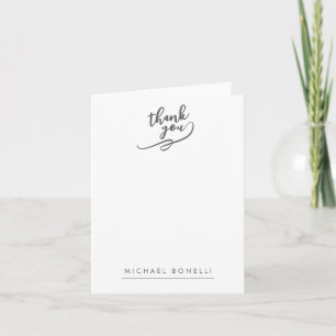 Simple Plain Minimalist Elegant Modern Name Thank  Note Card