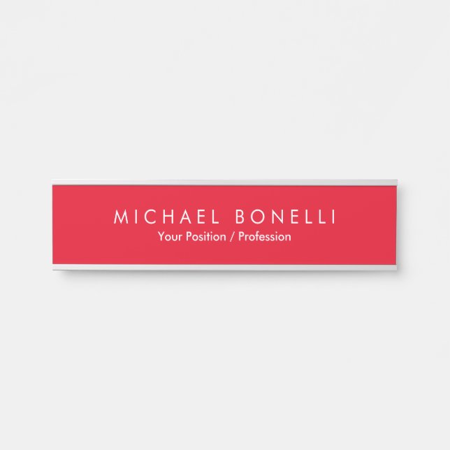 Simple Plain Minimalist Elegant Modern Red Door Sign (Front)