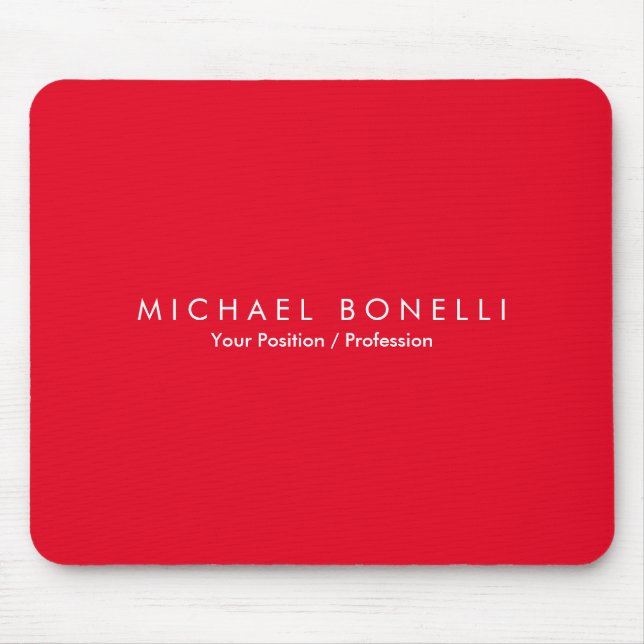 Simple Plain Minimalist Elegant Modern Red Mouse Mat (Front)