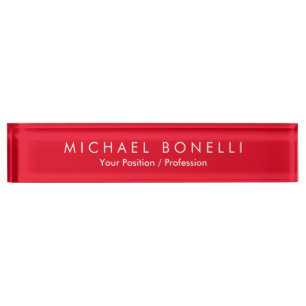 Simple Plain Minimalist Elegant Modern Red Nameplate