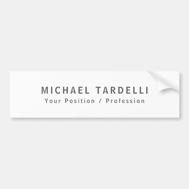 Simple Plain Minimalist Elegant Modern White Bumper Sticker (Front)