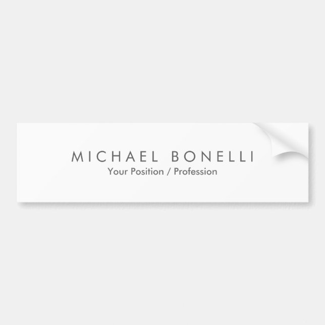 Simple Plain Minimalist Elegant Modern White Bumper Sticker (Front)