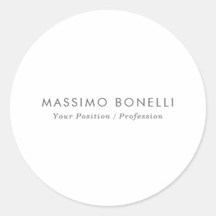 Simple Plain Minimalist Elegant Modern White Classic Round Sticker