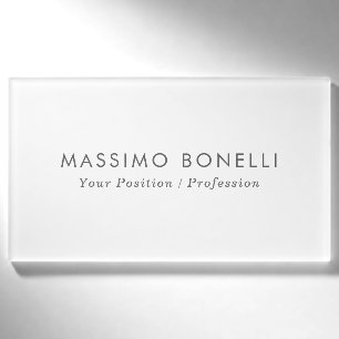 Simple Plain Minimalist Elegant Modern White Name Tag