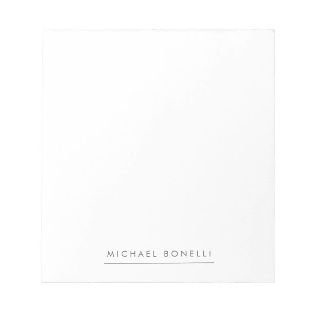 Simple Plain Minimalist Elegant Modern White Notepad (Front)