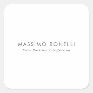 Simple Plain Minimalist Elegant Modern White Square Sticker