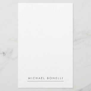 Simple Plain Minimalist Elegant Modern White Stationery