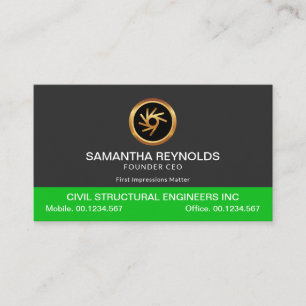 Simple Plain Minimalist Green Column Founder CEO Business Card
