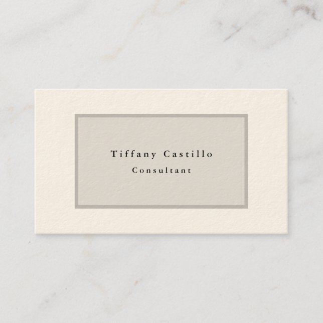 Simple Plain Minimalist Modern Signature Cream Business Card (Front)