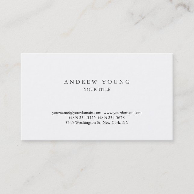 Simple Plain Minimalist Professional Business Card (Front)