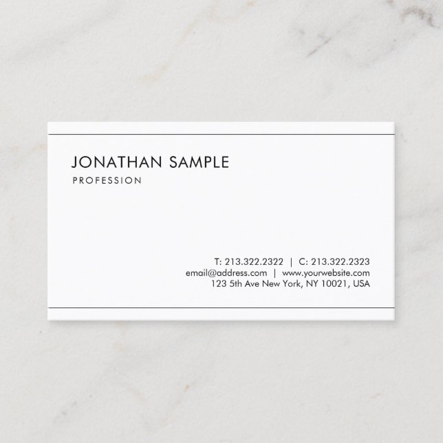 Simple Plain Modern Stylish Minimalist Graceful Business Card (Front)