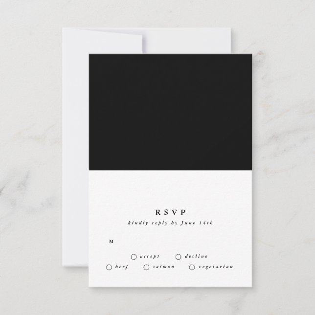 Simple Plain Modern Text Black Onyx Desert Wedding RSVP Card (Front)