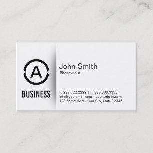 Simple Plain Monogram Pharmacist Business Card