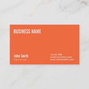 Simple Plain Orange Optician Business Card