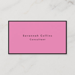 Simple Plain Pink Black Border Minimalist Modern Business Card