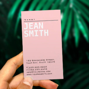 Simple Plain Pink Nanny Business Card