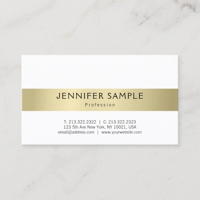Simple Plain Professional Elegant Gold Look Modern Business Card (Front)