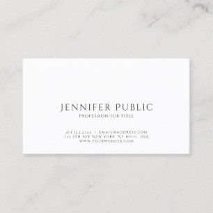 Simple Plain Professional Modern Elegant White Business Card
