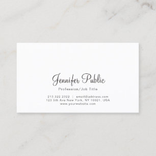 Simple Plain Professional Modern White Elegant Business Card