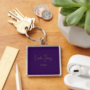 Simple plain purple key ring