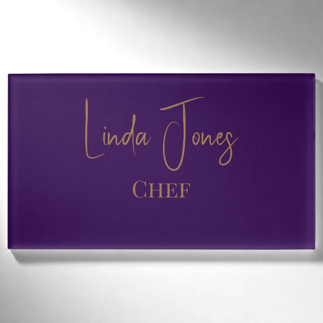 Simple plain purple name tag (Front)
