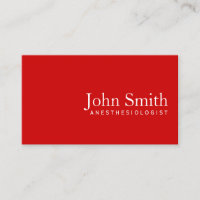 Simple Plain Red Anaesthesiologist Business Card