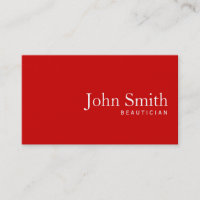 Simple Plain Red Beautician Business Card