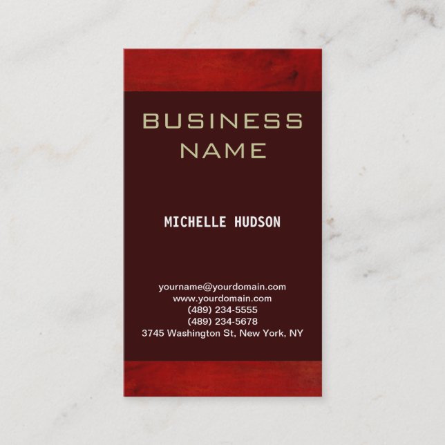 Simple Plain Red Brown Consultant Business Card (Front)