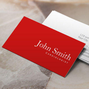 Simple Plain Red Cardiologist Business Card