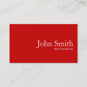 Simple Plain Red Debt Counsellor Business Card