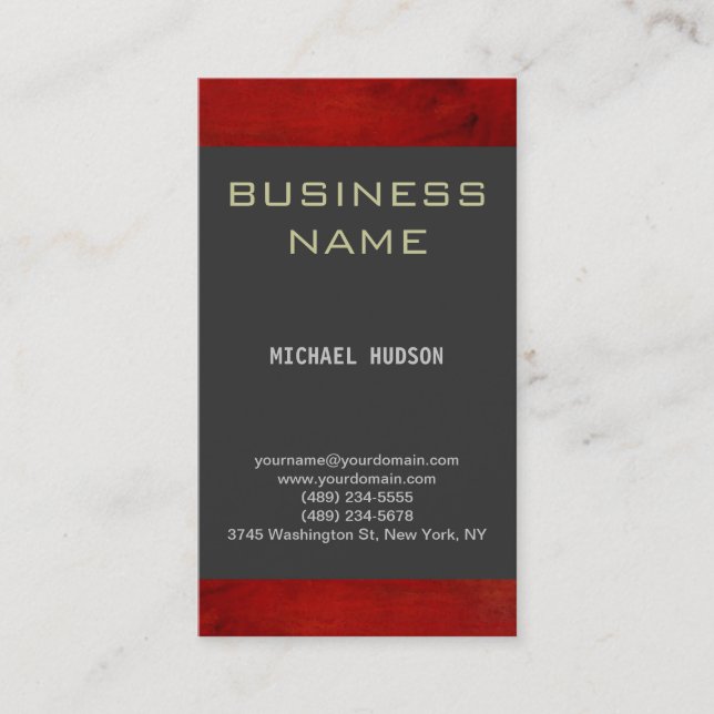 Simple Plain Red Grey Consultant Business Card (Front)