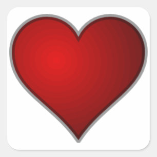 Simple Plain Red Heart Square Sticker