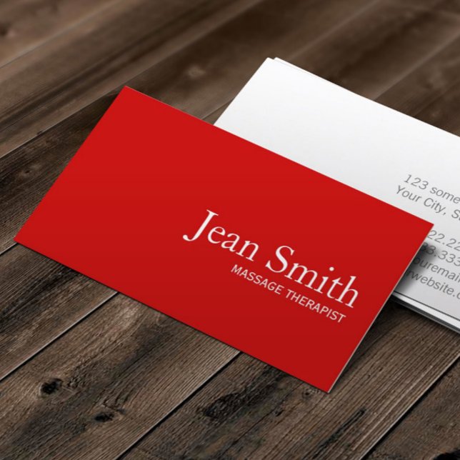 Simple Plain Red Massage Therapist Business Card (Creator Uploaded)