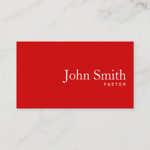 Simple Plain Red Pastor Business Card